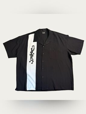 Steady Clothing Mens Bowling Shirt Black White Music Notes Rockabilly 4XL NWT